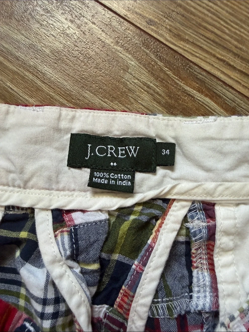 J. Crew Multicolor Patchwork Madras Cotton Shorts